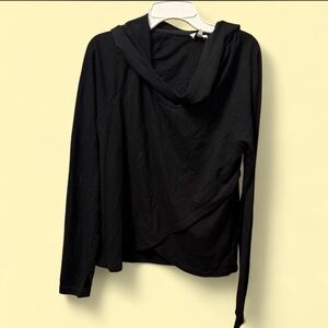 Tobi Black Hooded Long Sleeve Top